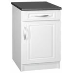 Meuble De Cuisine Bas 1 Porte 60 Cm Dina Mélaminé Avec 1 Tiroir Et 1 Étagère Blanc