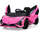 Costway - Lamborghini Voiture Électrique 12V Enfants avec Télécommande 2,4G 2 Portes Papillons Démarrage Progressif & Musique Charge 25kg pour Enfant