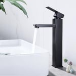 Ccykxa - Robinet Haut Salle Bain Noir Mitigeur Lavabo Robinet Vasque eau chaude et froide Robineterie Lave Main Acier inoxydable