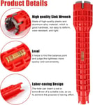 8 in 1 -hanaavain, monitoiminen säädettävä jakoavaimen asennustyökalu wc-kulhoon, pesuallas, kylpyhuone, keittiö - punainen