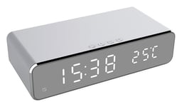 Menkind Wireless Charging Alarm Clock Silver