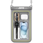 JOTO IP68 Large Floating Waterproof Phone Pouch Up to 7.5", Floatable Underwater Phone Case Cellphone Dry Bag for iPhone 16 15 14 13 12 11 Pro Max Xs Max XR X 8 7 Plus SE/Galaxy S24 S23 S22 -Grey