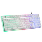 Mars Gaming MK220W Blanc, Clavier Gaming H-Mech, FRGB Rainbow et Halo, Antighosting, Langue Portugaise