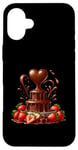 Coque pour iPhone 16 Plus Fontaine à chocolat en forme de cœur - Saint-Valentin romantique