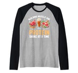 Building Muscle One Protein Shake at a Time Weight Lifting Raglan Baseball Tee