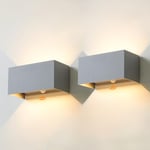 CELAVY Lot de 2 LED Applique Murale Extérieur Intérieur avec Détecteur de Mouvement, IP65 Étanche Luminaire Extérieure, Moderne Lampe Mural 3000K, Éclairage Lumière d'Extérieur, Gris Clair