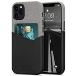 Tasikar Coque iPhone 12 / Coque iPhone 12 Pro Cuir et Tissu Étui Portefeuille à Fente pour Carte Compatible avec iPhone 12 / iPhone 12 Pro (Noir)