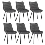 WOLTU Chaise de Salle à Manger Lot de 6, Moderne Chaise de Cuisine, Chaise scandinave, Chaise Coiffeuse, pour Salle de Séjour, Chambre à Coucher, Cuisine, en Velours et métal Gris Foncé BH208dgr-6