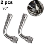 2-pack Universal Motorcykel Scooter Ventil Förlängningsadapter Mässing Vinklad Silver 90 degrees