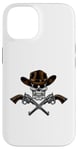 Coque pour iPhone 14 Chapeau de cowboy pistolets crâne pirate croix os