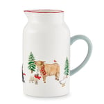 Cooksmart British Designed Christmas 1 Pint Milk Jug | Ceramic Milk Jug for All Type of Kitchens | Traditional Ceramic Jug for Milk or Cream - Christmas On The Farm