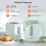 2 Slice Toaster & Illuminating Electric Kettle Combo Set 1.7L Cordless Jug White