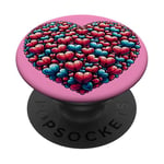 Cute Heart with Flowers and Hearts for Valentine's Day PopSockets Adhesive PopGrip