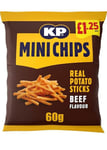 KP Mini Chips Beef Flavour 60g Full Box (20 Pack) Crisps Potato Sticks UK