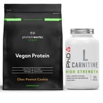 Vegan Protein Powder 500g Choc Peanut Cookie + PHD L-Carnitine 90 Caps DATE 3/23