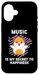 Coque pour iPhone 16 Mignon hamster Music Is My Secret To Happiness Kawaii Hamster