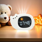 Radio Réveil Multifonction en Bois avec LED, Horloge Digitale avec Affichage De L`Heure, 1 Alarme Programmable, Eclairage Ajustable, Stations De Radio FM - Finition Bois