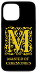 Coque pour iPhone 13 Pro Max Master of Ceremonies MC Vintage Gold Letter M