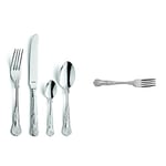 Amefa Vintage Kings 16 Piece 4 Person Cutlery Set - Gift Boxed, Silver & Grunwerg Kings Dessert Forks DFKGR, 18/0 Stainless Steel, Set of 12