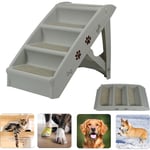 Froadp - 49x38x61cm Escaliers Pliable pour Chiens en Plastique Rampes de Sécurité pour Chats avec 4 Marches & Feutre Tapis Portable Marchepied