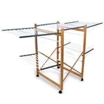 BAKAJI Étendoir à Linge Extensible pour extérieur et intérieur, capacité XXL - Étendoir à Linge Pliable à 2 Niveaux avec Ailes Extensibles, Extensible et Extensible avec 4 Roues