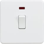 Knightsbridge SF8341NMW Screwless 20A 1G DP Switch with neon-Matt White, 230 V