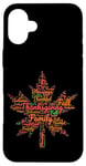 iPhone 16 Plus Thanksgiving Maple Leaf Word Cloud Turkey Day Fall Tradition Case