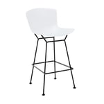 Knoll - Bertoia Plastic Bar Stool, sitthöjd 69 cm, Svart underrede, Vit sits - Barstolar - Harry Bertoia - Vit - Metall/Plast