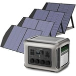 R2500 centrale électrique Générateur solaire 2016 Wh ,4 sorties ca de 2500 w, station d'alimentation portable avec 4 panneaux solaires 100 w pour