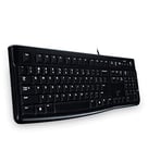 Logitech K120 Clavier sans Fil Business Windows, Plug-and-Play USB, Touches Silencieuses Ultra-Plates, Taille Standard, Etanche, Barre d’Espacement Incurvée, Clavier Ukrainien - Noir