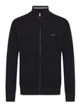 Cotton Pique Zip Cardigan Tops Knitwear Full Zip Jumpers Black GANT