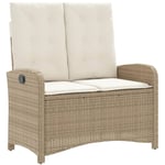 Vidaxl - Banc inclinable de jardin avec coussins beige résine tressée Beige and cream