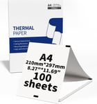 M08F Papier Thermique A4 Compatible Avec M08F,M832,M833 Imprimante,Compatible Avec Imprimante Thermique M08F,Papier Pour Imprimante Thermique,8.27""X 11.69""(210X297mm),100 Feuilles