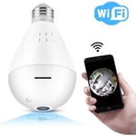 Wifi 960P HD Ampoule Caméra Panoramique,128G 360 Degrés Camera de Surveillance Sans Fil,24 Heures sur 24 Cachée Caméra IP -Déte-rac