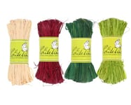 LA CORDELINE Lot 4 Raphia Naturel Coloris Assortis Naturel,Vert Menthe, Vert Pomme et Rouge Framboise