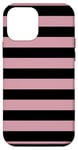 Coque pour iPhone 12 mini Pastel Pink and Black Stripes Cute Women and Girls Fashion