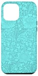 Coque pour iPhone 12 Pro Max Coquette florale mignonne bleu turquoise pour filles et femmes