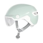 Casque de Ville ABUS HUD-Y ACE - Casque de vélo stylé avec visière et feu arrière LED magnétique et Rechargeable - pour Femmes et Hommes - Noir, Taille M