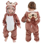 COOKY.D Infantile à Capuche Bébé Barboteuses Doux Flanelle Hiver Animaux Cosplay Costume Combinaison pour Bébés Filles Garçons, 12-18 Mois, Écureuil