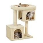 Feandrea Arbre à Chat, Tour de Jeux 84 cm, L, Maison pour Chats Jusqu’à 7 kg, Grande Plate-Forme, 2 Niches, Griffoir, Beige PCT61M