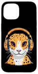 iPhone 15 Leopard Gecko with Headphones Music Funny Case