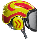 Casque forestier Protos / casque de protection KOX Integral Arborist F39 jaune fluo / rouge