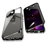 Jonwelsy Anti Peeping Coque pour iPhone 13 Pro (6,1"), 360 Degrés Protection Housse, Privacy Verre trempé Anti Espion Case Cover, d'adsorption Magnétique Bumper Métal Frame Etui pour 13 Pro (Noir)