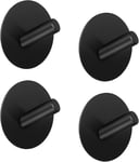 Lot de 4 crochets mural rond noir Crochet à serviette adhésif Sans percer,SUS304 Acier inoxydable Autoadhésif Salle de bain et cuisine Porte-serviettes(Q184)