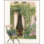 LANARTE Point De Croix Compté Kit Tableau Complet Set FENÊTRE DE Jardin De Broderie Loisir Créatif Maison Decoration Cadeau DIY ca. 34 x 45 cm Counted Cross Stitch Embroidery, Cotton, Multicolore