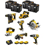 Kit DWK701T (DCD996 DCH273 DCG405 DCF887 DCS334 DCS570 DCP580 3 x 5,0 Ah DCB115 4 x tstak vi) - Dewalt