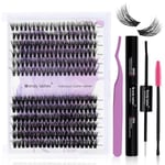 Extension Cils Individuels Kit 240PCS Faux Cils Individuel Bouquet 3D Effet 0.07mm Cluster Lashes Kit D Curl 12-16mm 40D+50D DIY Extensions de Cils Cluster Kit(3D-40D/50D-D-Cils Extension Kit)