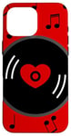 Coque pour iPhone 16 Pro Max notes de musique disque vinyle album coeur rouge valentines vintage