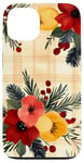 Coque pour iPhone 13 Jaune aquarelle florale rouge Buffalo Plaid Merry Christmas