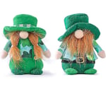 2 st. Patricks Day-tomtar Dekoration, Söta Plyschtomtar med Grön Shamrock-hatt